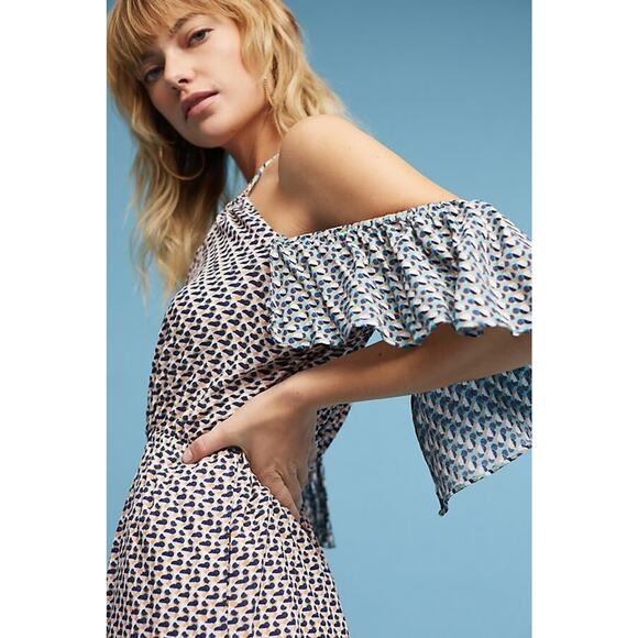 New Anthropologie x Elevenses Madalenna Open-Shoulder Romper $98 SMALL - Picture 3 of 4